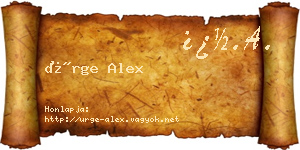 Ürge Alex névjegykártya